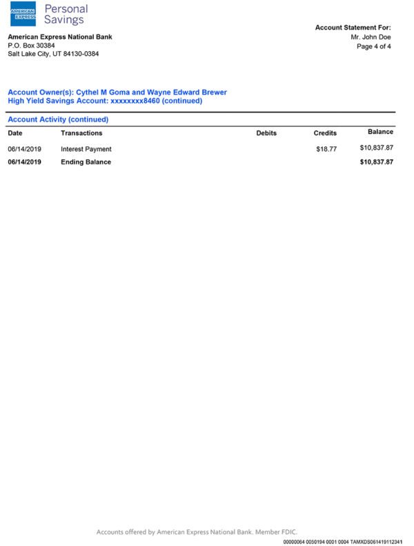 American Express Bank Statement Template Ozoud