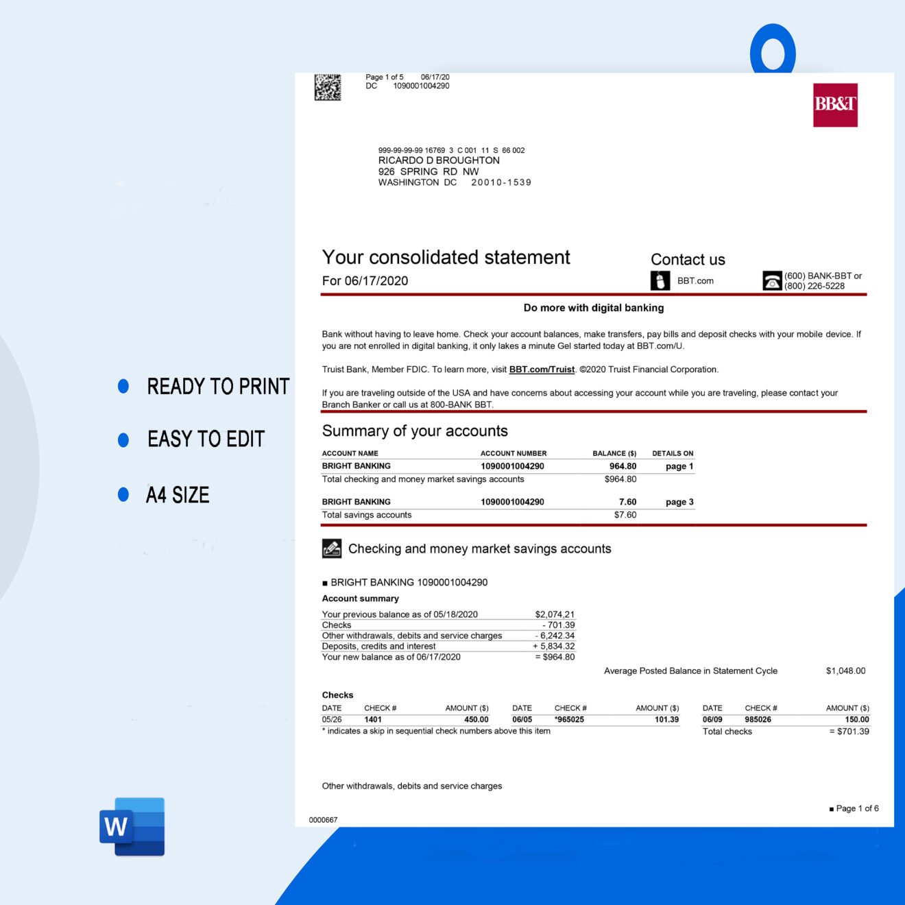 PNC Bank Statement Template - Ozoud