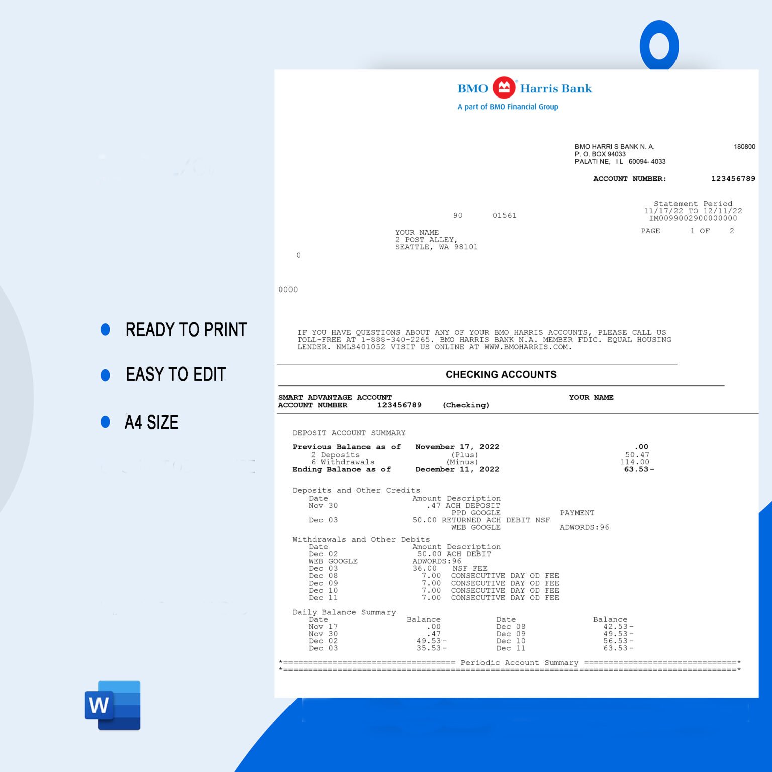 bmo harris bank statement svings