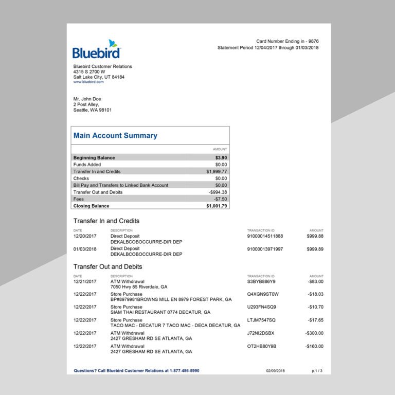 Bank of America Statement Template - Ozoud