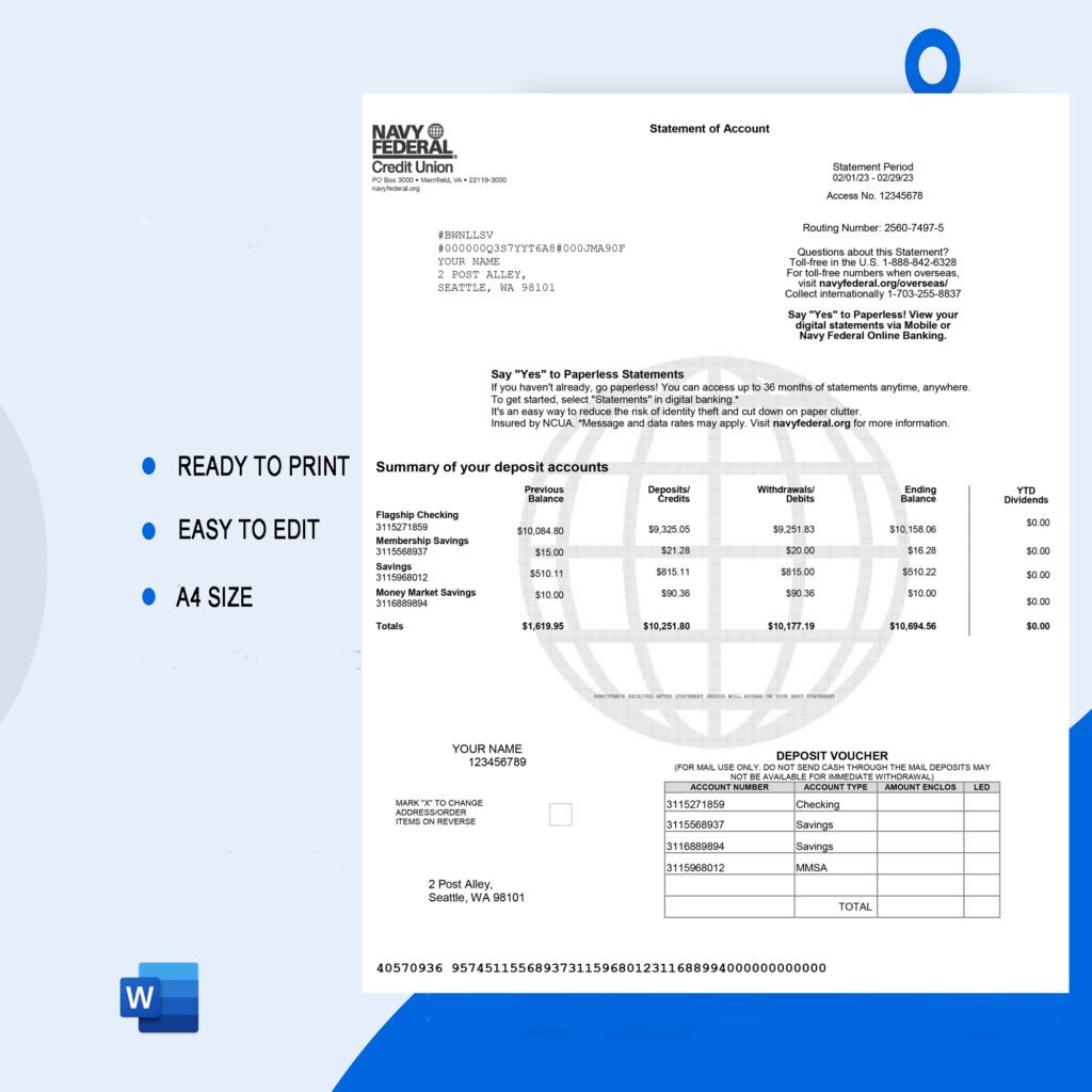 PNC Bank Statement Template - Ozoud