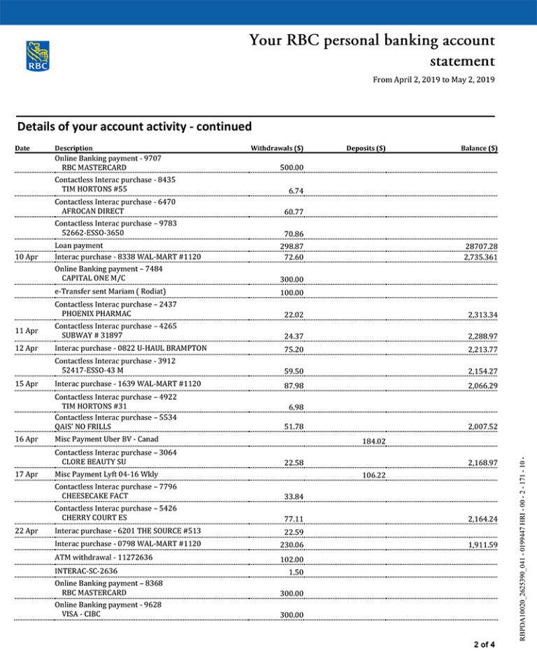 RBS Bank Statement Template - Ozoud